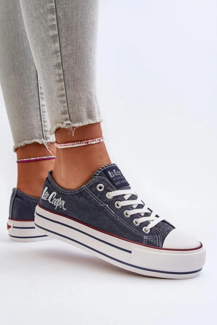 Hot Lee Cooper Trampki Damskie Na Grubej Podeszwie LCW-24-31-2220 Granatowe