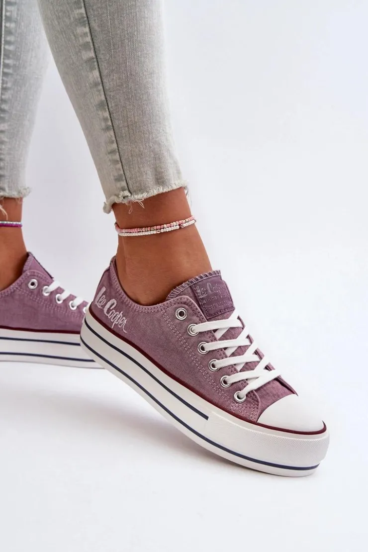 Lee Cooper Trampki Damskie Niskie*Trampki Damskie Na Grubej Podeszwie LCW-24-31-2219 Fioletowe