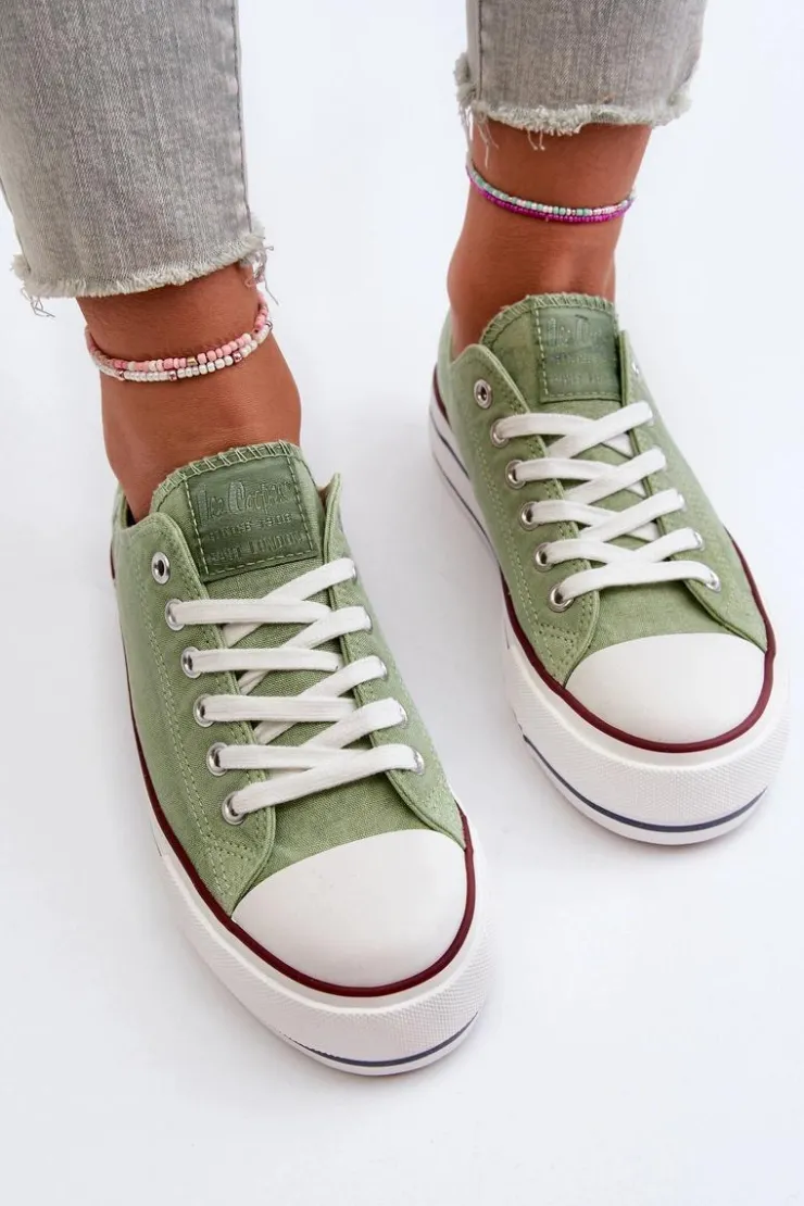Damskie Lee Cooper Trampki Damskie Na Grubej Podeszwie LCW-24-31-2217 Zielone