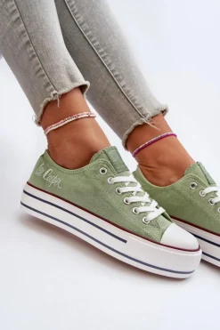 Damskie Lee Cooper Trampki Damskie Na Grubej Podeszwie LCW-24-31-2217 Zielone