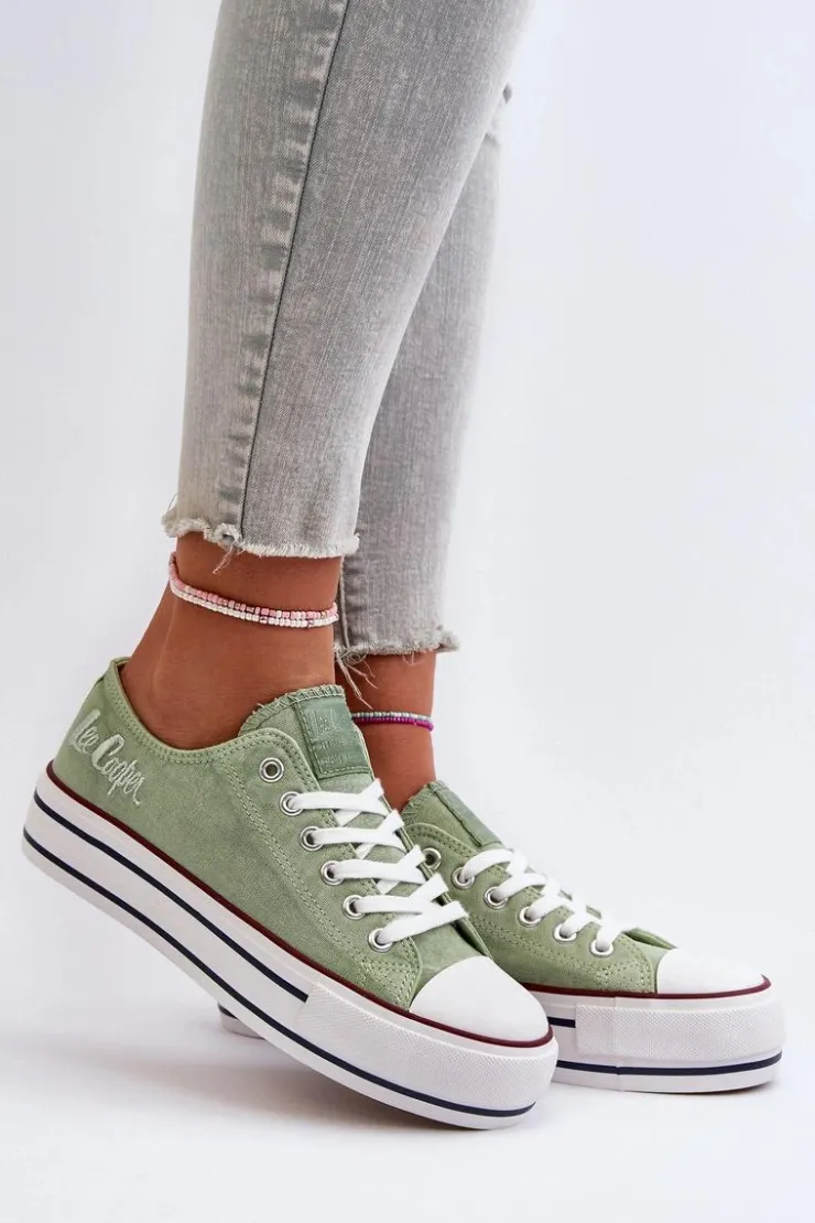 Damskie Lee Cooper Trampki Damskie Na Grubej Podeszwie LCW-24-31-2217 Zielone