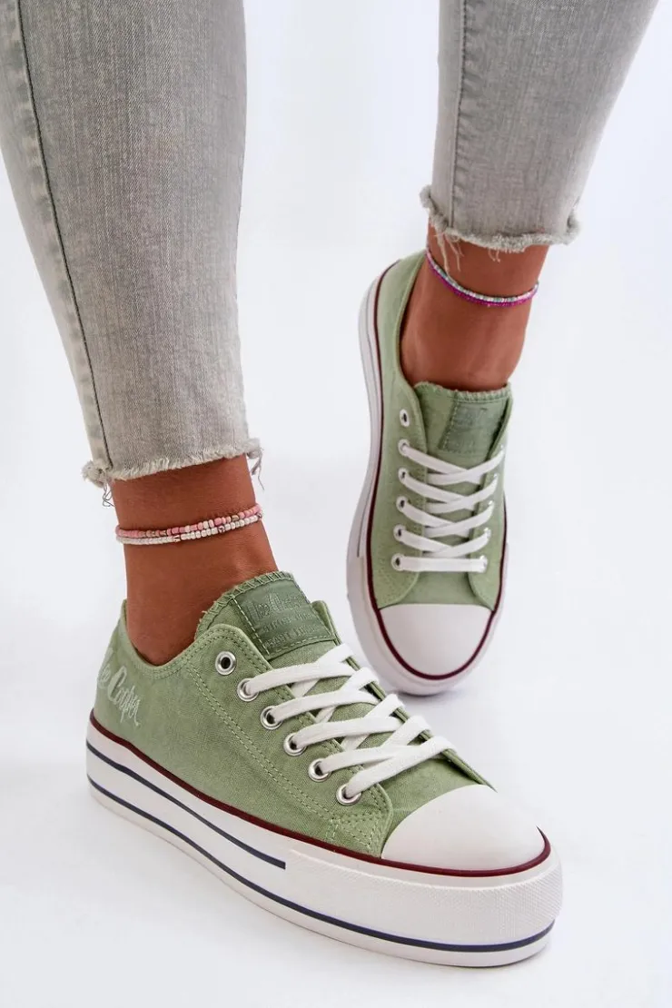 Damskie Lee Cooper Trampki Damskie Na Grubej Podeszwie LCW-24-31-2217 Zielone