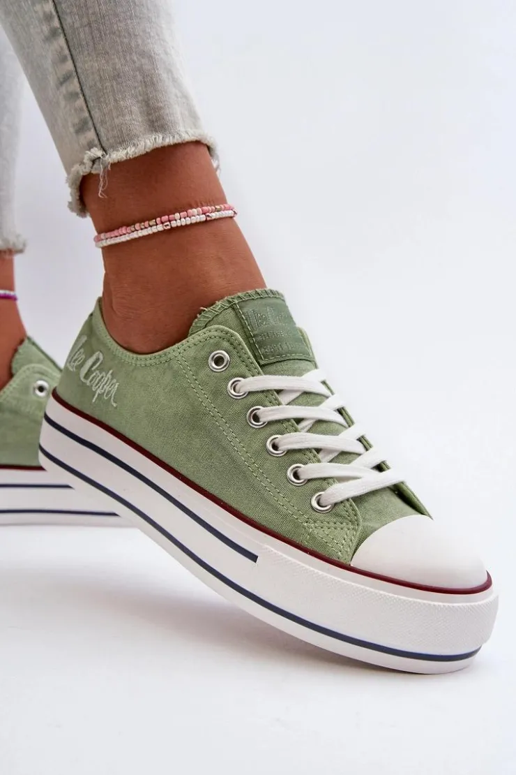 Damskie Lee Cooper Trampki Damskie Na Grubej Podeszwie LCW-24-31-2217 Zielone