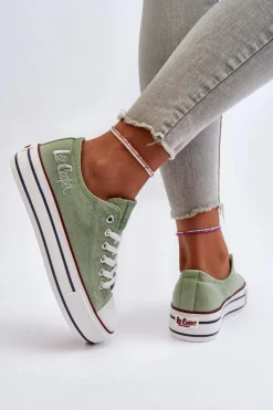 Damskie Lee Cooper Trampki Damskie Na Grubej Podeszwie LCW-24-31-2217 Zielone