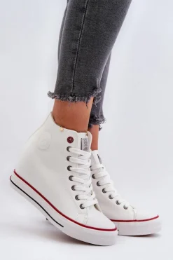 Best Cross Jeans Trampki Damskie Na Koturnie NN2R4004 Białe Biały