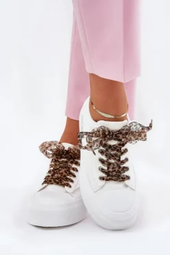 Boto Trampki Damskie Niskie*Trampki Damskie Na Masywnej Platformie Z Ozdobnym Sznurowaniem Białe Zidora Biały