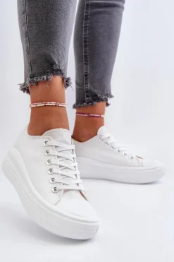 Boto Trampki Damskie Na Masywnej Platformie Białe Amyete