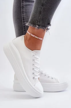 Boto Trampki Damskie Na Masywnej Platformie Białe Amyete
