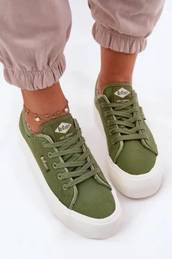 Damskie Lee Cooper Trampki Damskie Na Platformie LCW-25-31-3449L Zielone