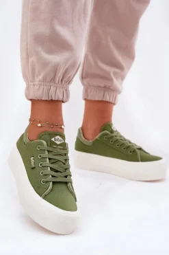 Damskie Lee Cooper Trampki Damskie Na Platformie LCW-25-31-3449L Zielone