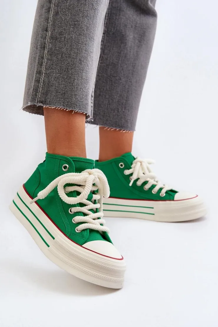 Damskie Boto Trampki Damskie Na Platformie Zielone Aineri