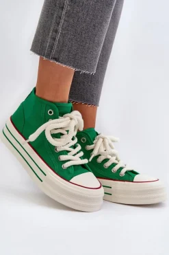 Damskie Boto Trampki Damskie Na Platformie Zielone Aineri