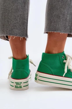 Damskie Boto Trampki Damskie Na Platformie Zielone Aineri