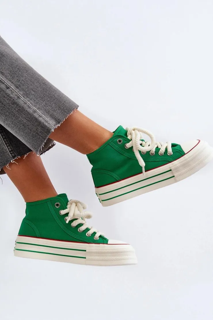 Damskie Boto Trampki Damskie Na Platformie Zielone Aineri