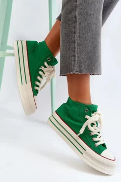 Damskie Boto Trampki Damskie Na Platformie Zielone Aineri