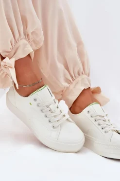 Damskie Big Star Shoes Trampki Damskie Na Platformie Z Eko Skóry Big Star RR274A295 Białe