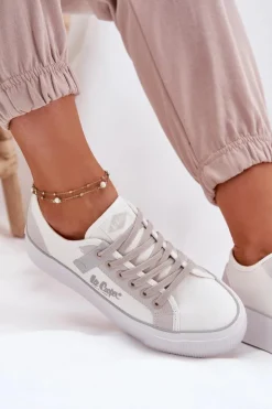 Lee Cooper Trampki Damskie Niskie*Trampki Damskie Na Platformie LCW-25-31-3479L Biało-Szare