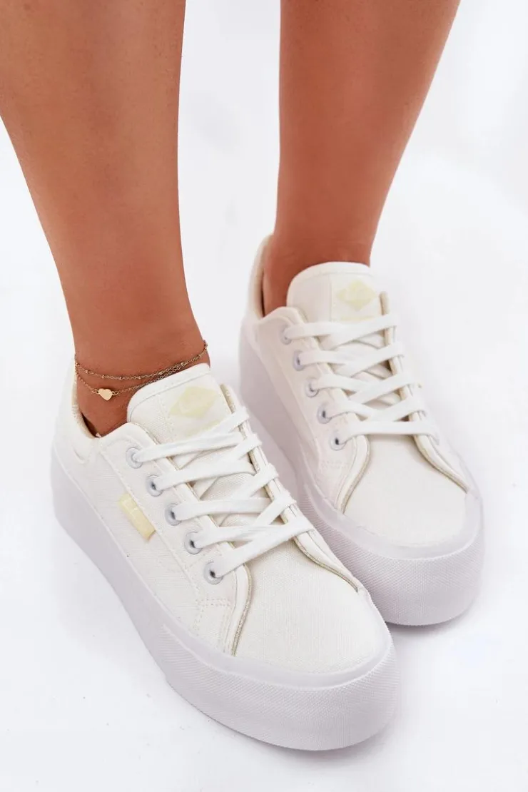Lee Cooper Trampki Damskie Niskie*Trampki Damskie Na Platformie LCW-25-31-3450L Białe Biały