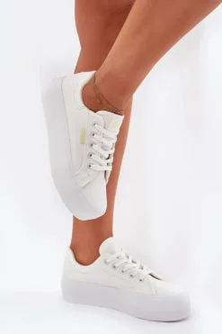 Lee Cooper Trampki Damskie Niskie*Trampki Damskie Na Platformie LCW-25-31-3450L Białe Biały