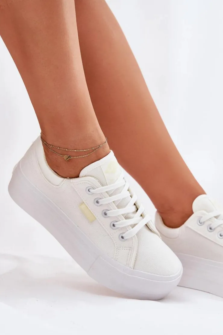 Lee Cooper Trampki Damskie Niskie*Trampki Damskie Na Platformie LCW-25-31-3450L Białe Biały