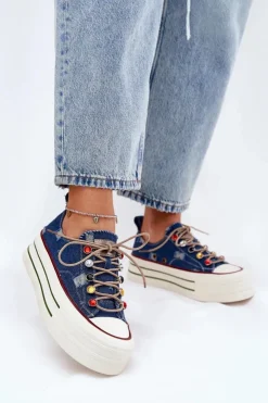 Damskie GOE Trampki Damskie Na Platformie RR2N4103 Granatowe