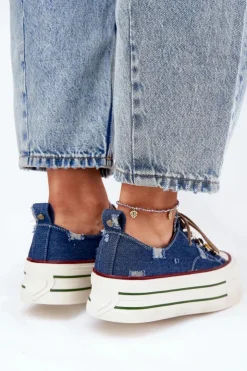 Damskie GOE Trampki Damskie Na Platformie RR2N4103 Granatowe