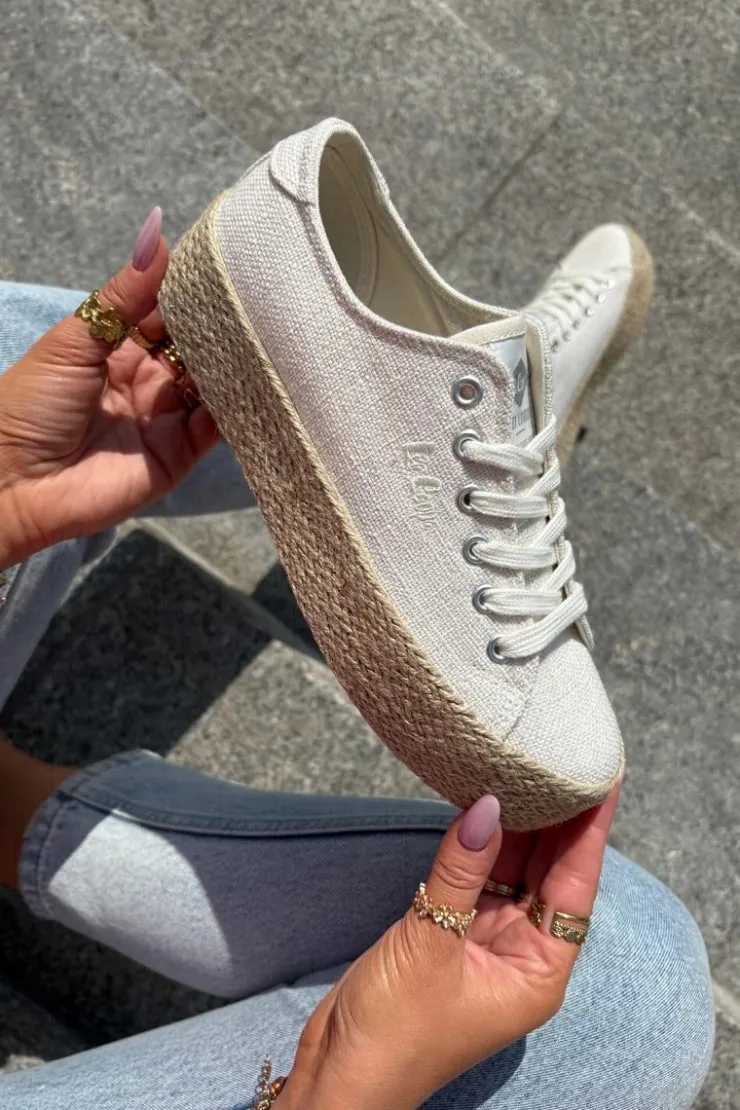 Outlet Lee Cooper Trampki Damskie Na Platformie Z Plecionką LCW-25-02-3284 Jasnobeżowe Beżowy