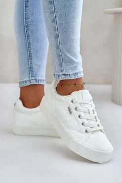 Big Star Shoes Trampki Damskie Big Star|Trampki Damskie Niskie*Trampki Damskie Na Platformie Ocieplane Big Star OO274A464 Białe Biały