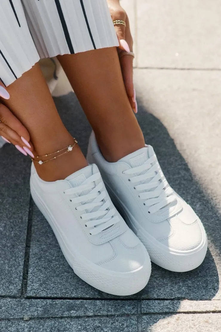 Outlet Big Star Shoes Trampki Damskie Na Platformie Big Star RR274337 Białe