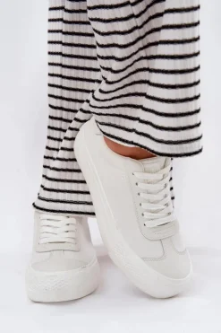 Outlet Big Star Shoes Trampki Damskie Na Platformie Big Star RR274337 Białe