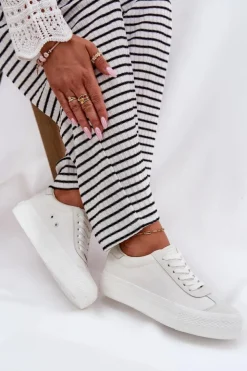 Outlet Big Star Shoes Trampki Damskie Na Platformie Big Star RR274337 Białe