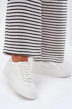 Outlet Big Star Shoes Trampki Damskie Na Platformie Big Star RR274337 Białe