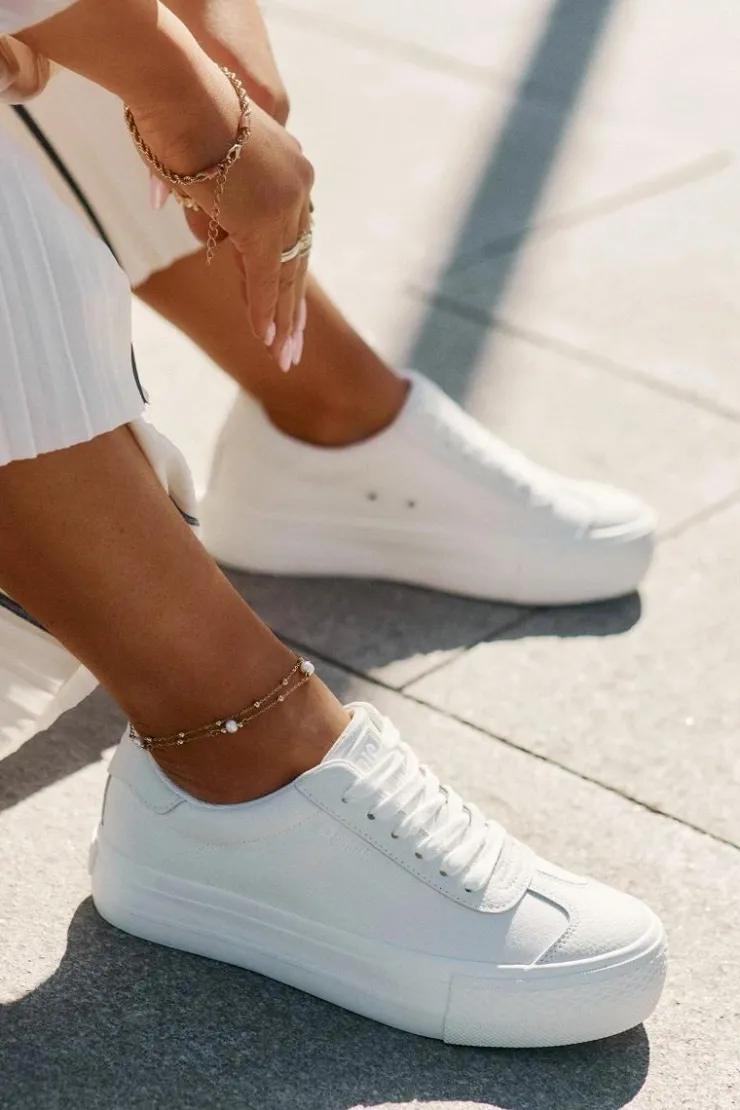 Outlet Big Star Shoes Trampki Damskie Na Platformie Big Star RR274337 Białe