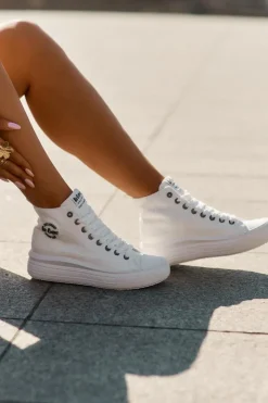 Lee Cooper Trampki Damskie Wysokie*Trampki Damskie Na Platformie LCW-25-44-3209L Biale