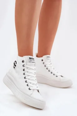 Lee Cooper Trampki Damskie Wysokie*Trampki Damskie Na Platformie LCW-25-44-3209L Biale