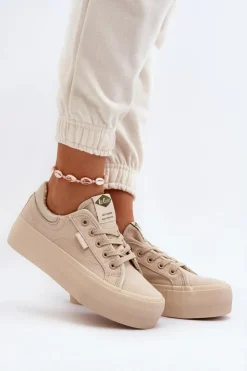 Damskie Lee Cooper Trampki Damskie Na Platformie LCW-24-31-2181 Beżowe