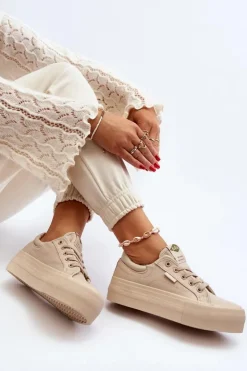 Damskie Lee Cooper Trampki Damskie Na Platformie LCW-24-31-2181 Beżowe