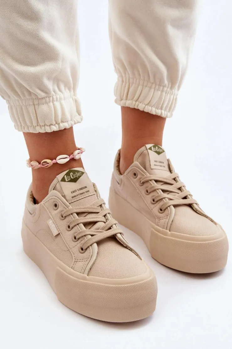 Damskie Lee Cooper Trampki Damskie Na Platformie LCW-24-31-2181 Beżowe