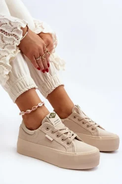Damskie Lee Cooper Trampki Damskie Na Platformie LCW-24-31-2181 Beżowe