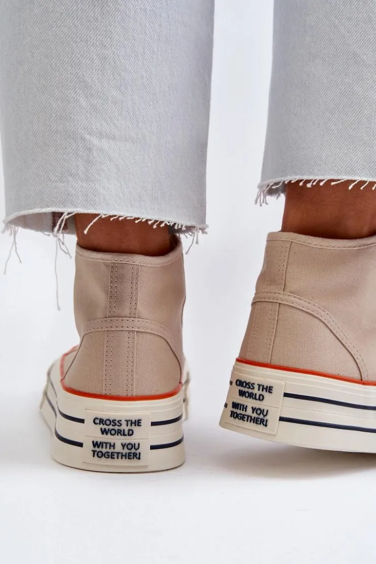 Damskie Boto Trampki Damskie Na Platformie Beżowe Aineri