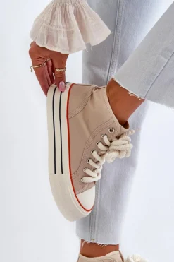 Damskie Boto Trampki Damskie Na Platformie Beżowe Aineri