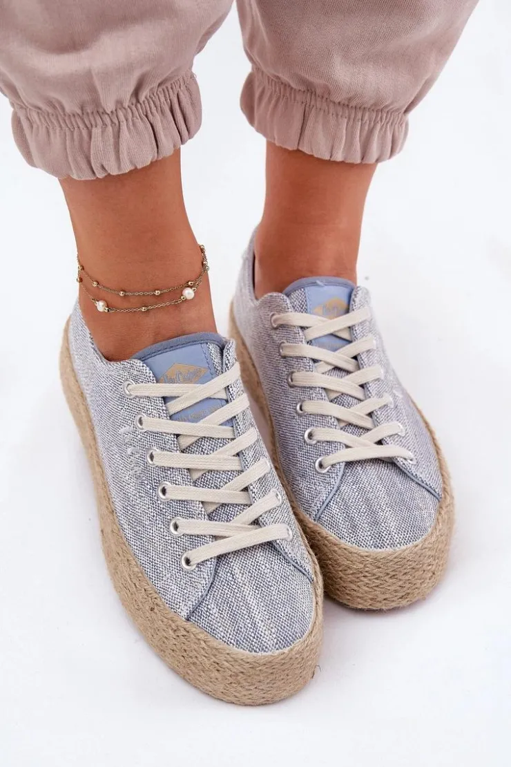 Lee Cooper Trampki Damskie Niskie*Trampki Damskie Na Platformie Z Plecionką LCW-25-02-3283 e Niebieski