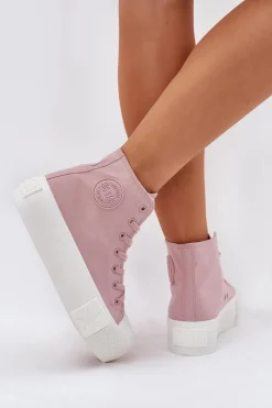 Damskie Big Star Shoes Trampki Damskie Na Platformie Big Star RR274739 Różowe