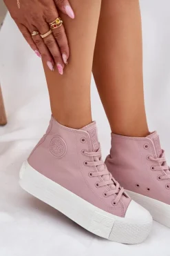 Damskie Big Star Shoes Trampki Damskie Na Platformie Big Star RR274739 Różowe