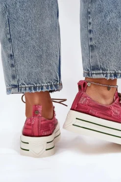 GOE Trampki Damskie Niskie|Sneakersy Damskie*Trampki Damskie Na Platformie RR2N4104 Czerwone Czerwony