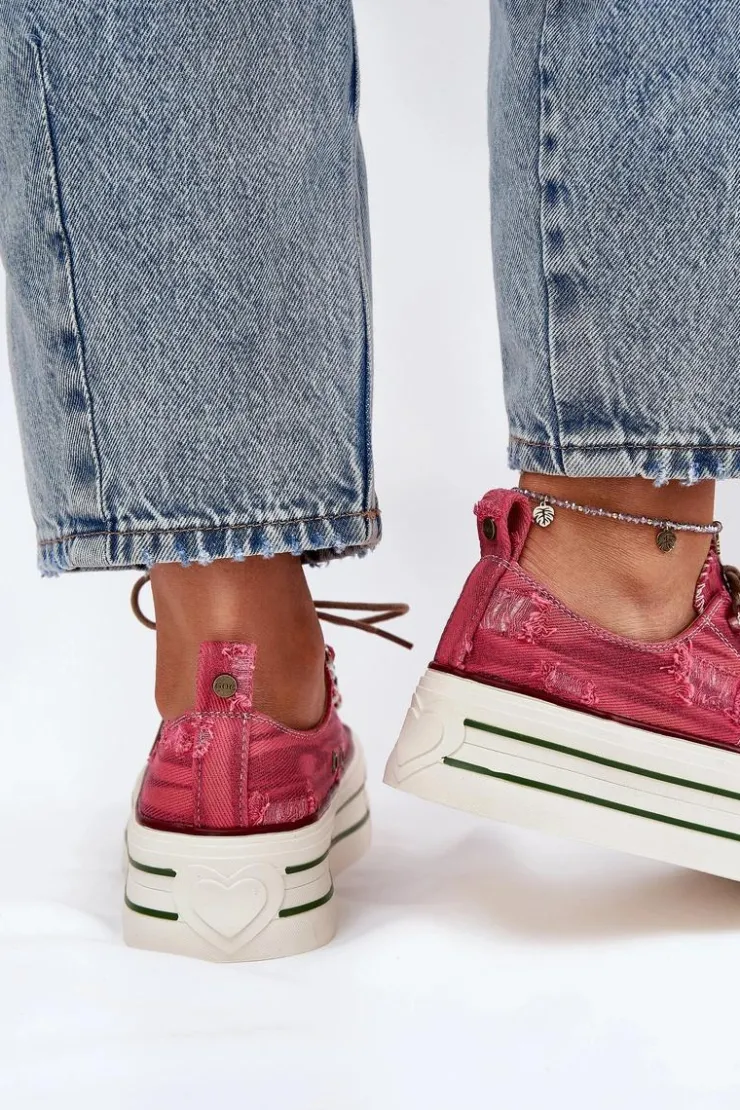 GOE Trampki Damskie Niskie|Sneakersy Damskie*Trampki Damskie Na Platformie RR2N4104 Czerwone Czerwony
