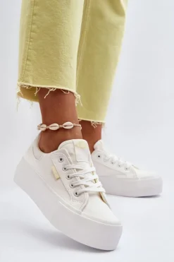 Lee Cooper Trampki Damskie Na Platformie LCW-24-31-2179 Białe