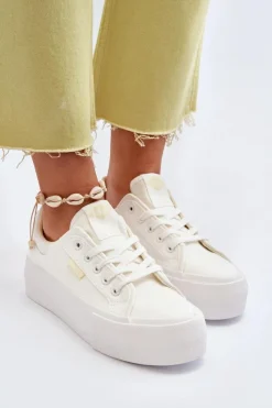 Lee Cooper Trampki Damskie Na Platformie LCW-24-31-2179 Białe