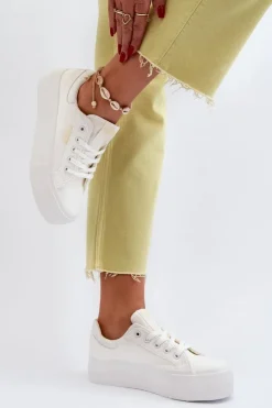 Lee Cooper Trampki Damskie Na Platformie LCW-24-31-2179 Białe