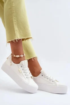 Lee Cooper Trampki Damskie Na Platformie LCW-24-31-2179 Białe